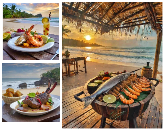 grillades de poisson et crevette au kribi lodge cameroun